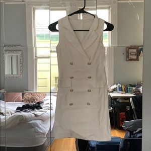 WHITE STRAPLESS BLAZER DRESS